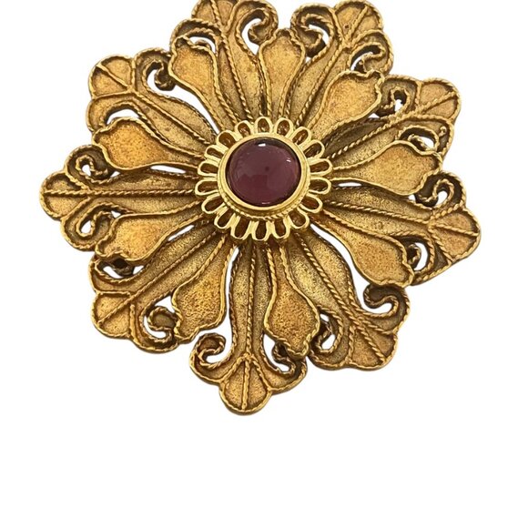 VTG MMA USA METROPOLITAN MUSEUM OF ART GOLD TONE FLOWER STONE PENDANT BROOCH PIN - Picture 7 of 8